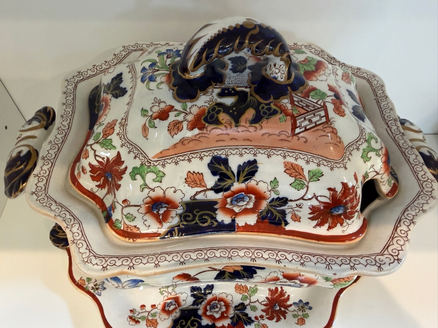 Antique Ashworth Brothers Hanley Ironstone Platter, English Transferware With Royal Crown Backstamp, Late 19th To Early 20th Century, Collectible Pottery From Staffordshire 14'W X 10'D X 10'H [Photo 4]