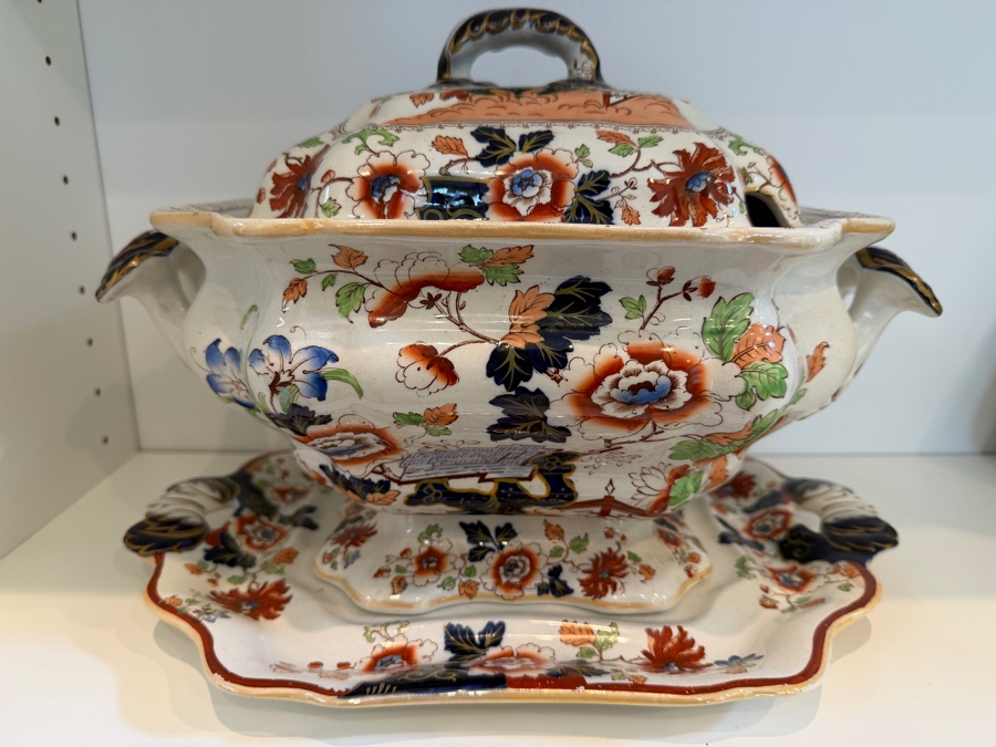 Antique Ashworth Brothers Hanley Ironstone Platter, English Transferware With Royal Crown Backstamp, Late 19th To Early 20th Century, Collectible Pottery From Staffordshire 14'W X 10'D X 10'H [Photo 2]