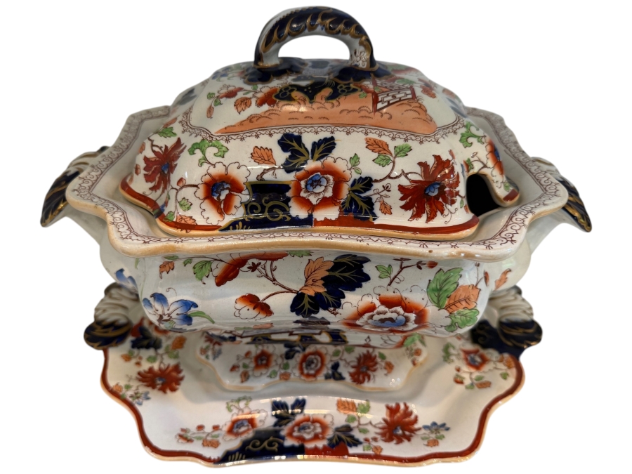 Antique Ashworth Brothers Hanley Ironstone Platter, English Transferware With Royal Crown Backstamp, Late 19th To Early 20th Century, Collectible Pottery From Staffordshire 14'W X 10'D X 10'H
