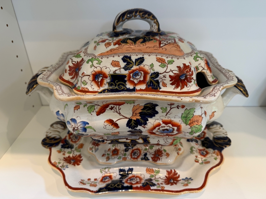 Antique Ashworth Brothers Hanley Ironstone Platter, English Transferware With Royal Crown Backstamp, Late 19th To Early 20th Century, Collectible Pottery From Staffordshire 14'W X 10'D X 10'H [Photo 3]