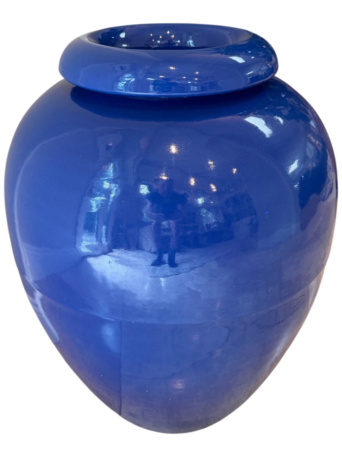 Vintage Bauer Pottery Cobalt Blue Oil Jar, Large 22-Inch Art Deco Floor Vase, Iconic Shape #100, Mid-Century California Art Pottery, Circa 1930s-1940s 16'W X 22'H