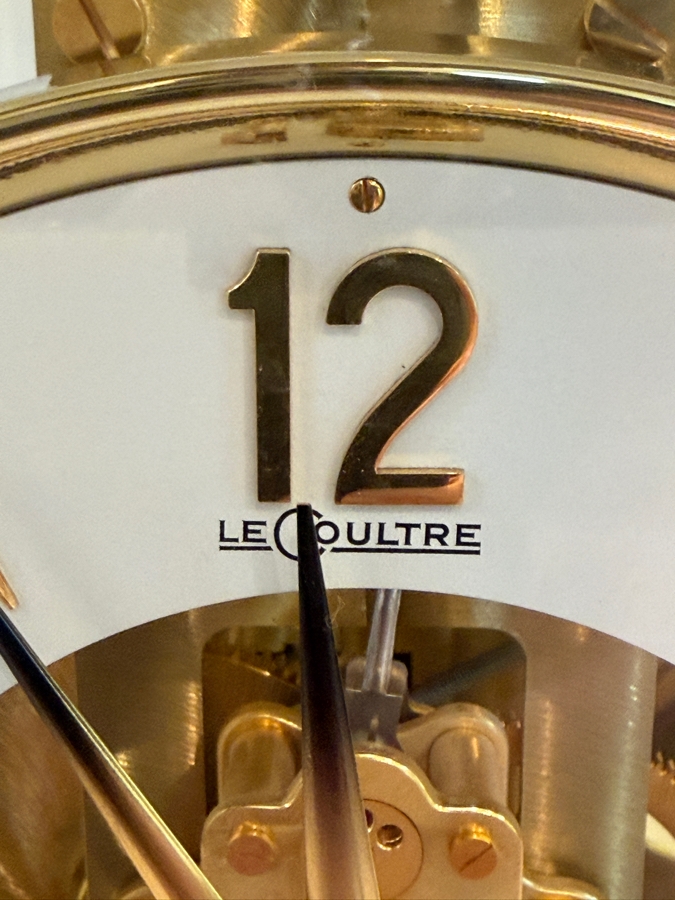 Working Vintage Jaeger-LeCoultre Atmos Perpetual Motion Mantel Clock, Gilt Brass And Glass Case, Swiss 15-Jewel Caliber 528 Movement, Mid-Century Luxury Timepiece, Circa 1960s-1970s 8.5'W X 6.5'D X 9.5'H [Photo 7]