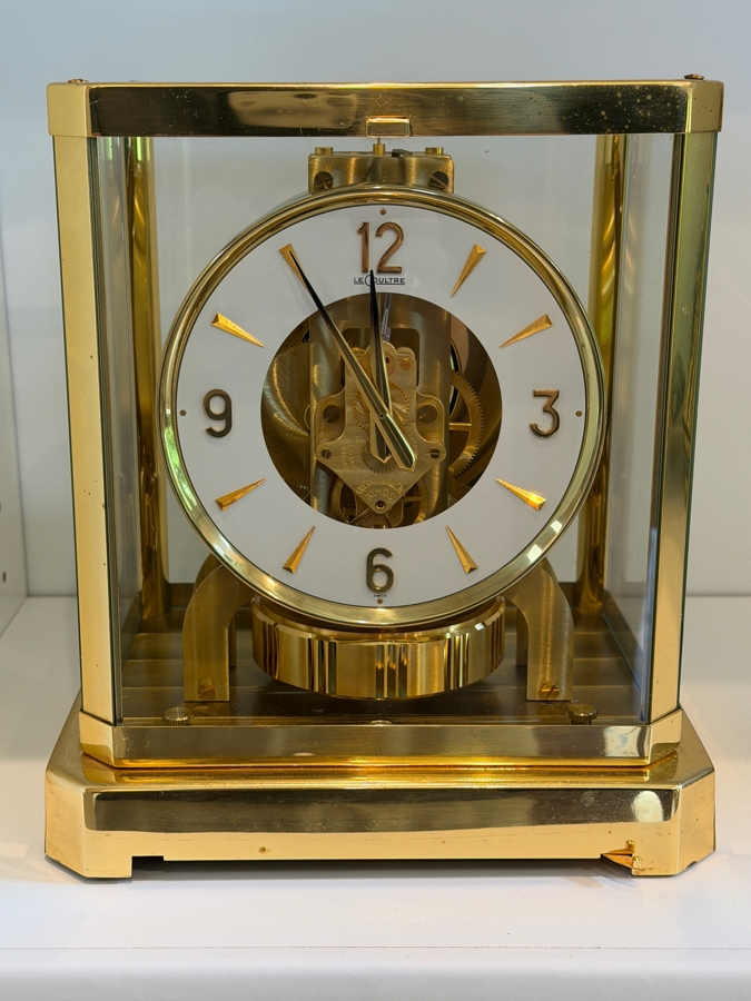 Working Vintage Jaeger-LeCoultre Atmos Perpetual Motion Mantel Clock, Gilt Brass And Glass Case, Swiss 15-Jewel Caliber 528 Movement, Mid-Century Luxury Timepiece, Circa 1960s-1970s 8.5'W X 6.5'D X 9.5'H [Photo 2]