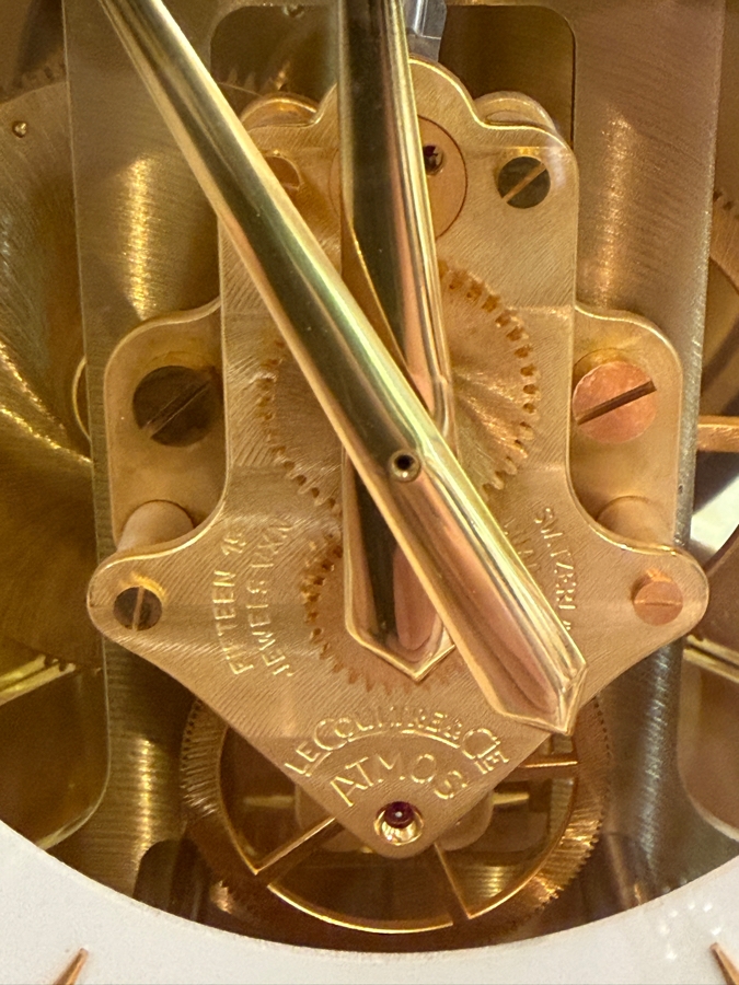 Working Vintage Jaeger-LeCoultre Atmos Perpetual Motion Mantel Clock, Gilt Brass And Glass Case, Swiss 15-Jewel Caliber 528 Movement, Mid-Century Luxury Timepiece, Circa 1960s-1970s 8.5'W X 6.5'D X 9.5'H [Photo 6]