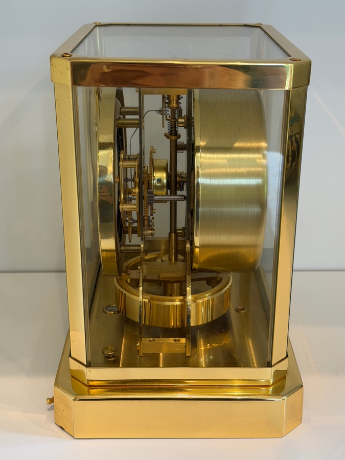 Working Vintage Jaeger-LeCoultre Atmos Perpetual Motion Mantel Clock, Gilt Brass And Glass Case, Swiss 15-Jewel Caliber 528 Movement, Mid-Century Luxury Timepiece, Circa 1960s-1970s 8.5'W X 6.5'D X 9.5'H [Photo 14]