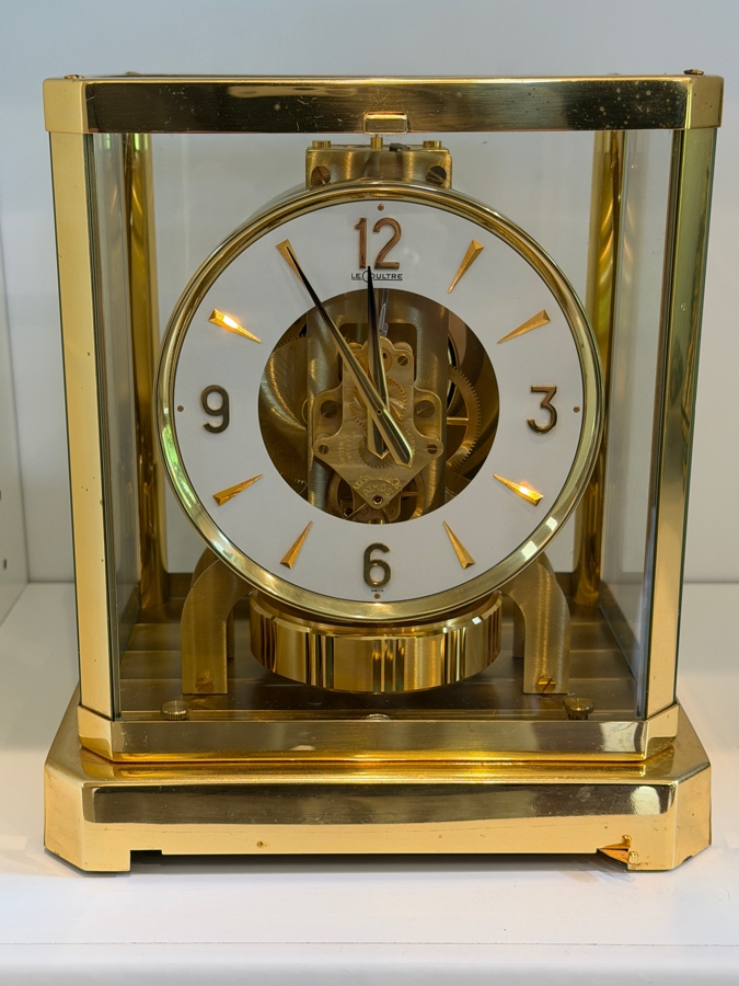 Working Vintage Jaeger-LeCoultre Atmos Perpetual Motion Mantel Clock, Gilt Brass And Glass Case, Swiss 15-Jewel Caliber 528 Movement, Mid-Century Luxury Timepiece, Circa 1960s-1970s 8.5'W X 6.5'D X 9.5'H [Photo 3]