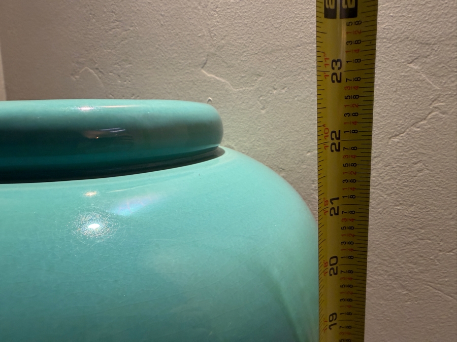 Vintage Pair Of Bauer Pottery Aqua Turquoise Oil Jars, Art Deco Style Ceramic Floor Vase, Iconic California Art Pottery, Circa 1930s-1940s 22.5'H  [Photo 10]