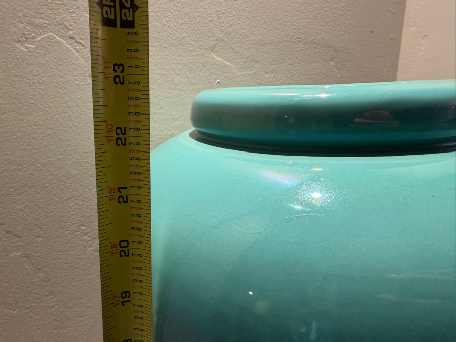 Vintage Pair Of Bauer Pottery Aqua Turquoise Oil Jars, Art Deco Style Ceramic Floor Vase, Iconic California Art Pottery, Circa 1930s-1940s 22.5'H  [Photo 11]