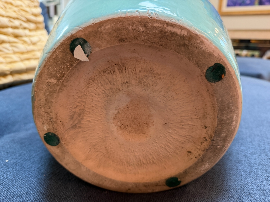 Vintage Pair Of Bauer Pottery Aqua Turquoise Oil Jars, Art Deco Style Ceramic Floor Vase, Iconic California Art Pottery, Circa 1930s-1940s 22.5'H  [Photo 9]