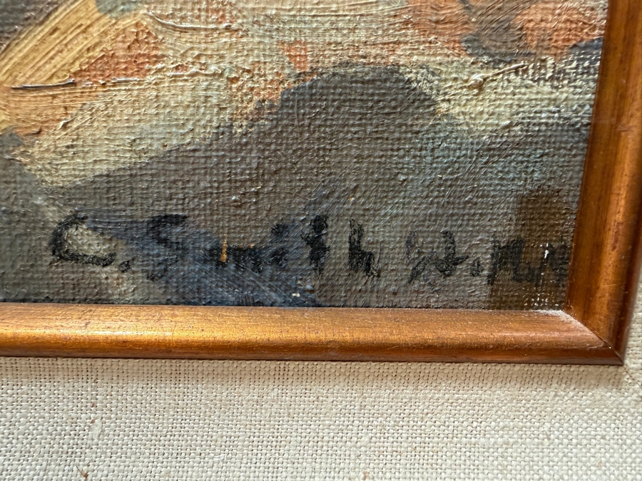 Charles L A Smith (1872-1937, California) Stunning Original Landscape Painting On Canvas Signed Lower Right C. Smith [Photo 14]