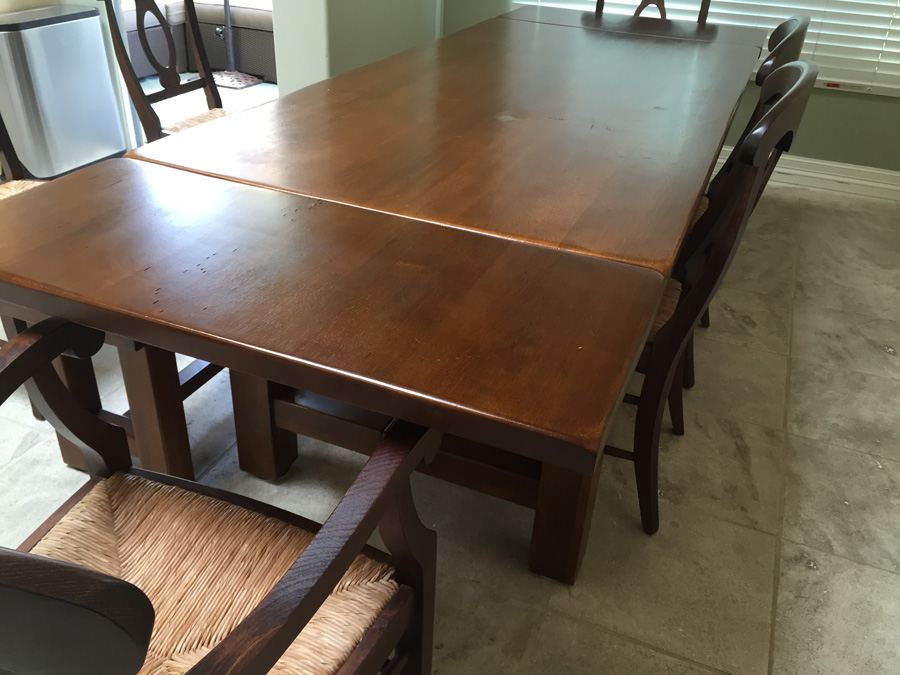 (6) Pottery Barn Napoleon Rush Italy Chairs With Table And Bench [Photo 7]