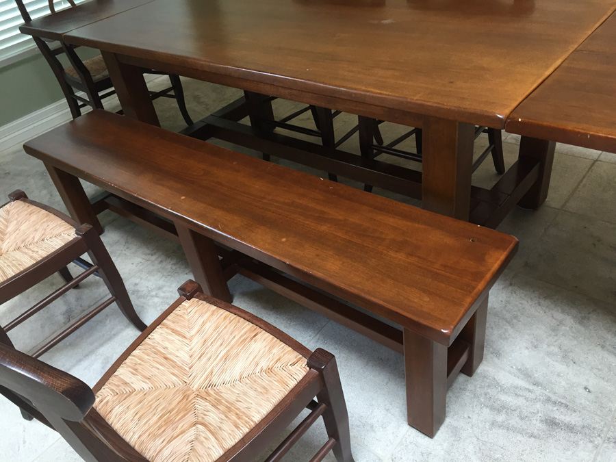 (6) Pottery Barn Napoleon Rush Italy Chairs With Table And Bench [Photo 5]