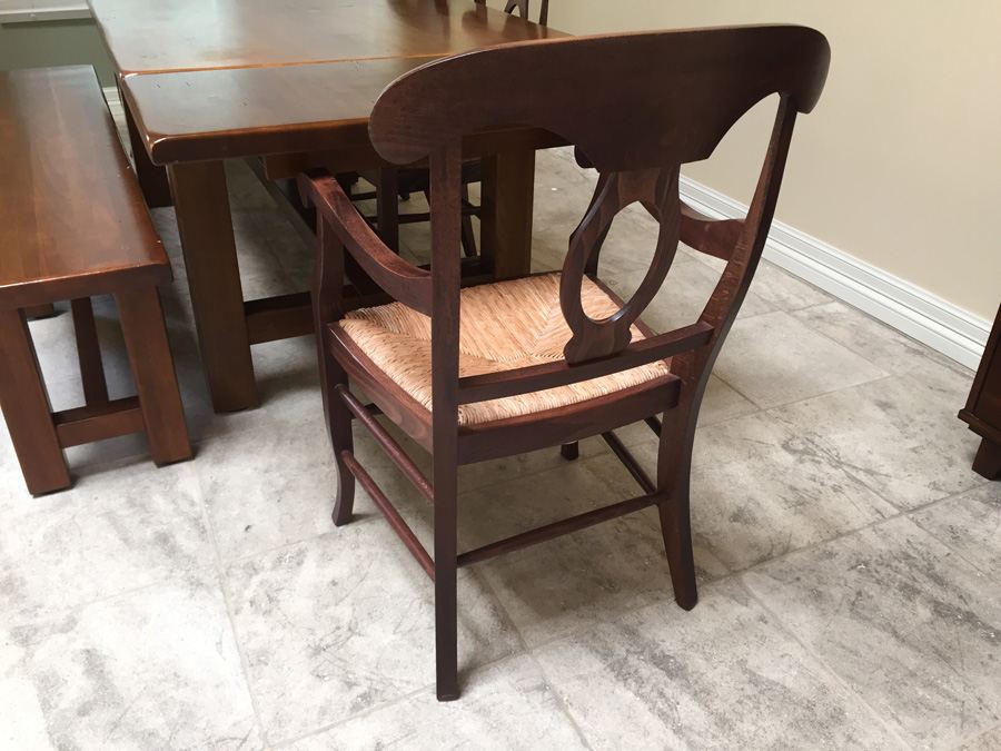 (6) Pottery Barn Napoleon Rush Italy Chairs With Table And Bench [Photo 15]