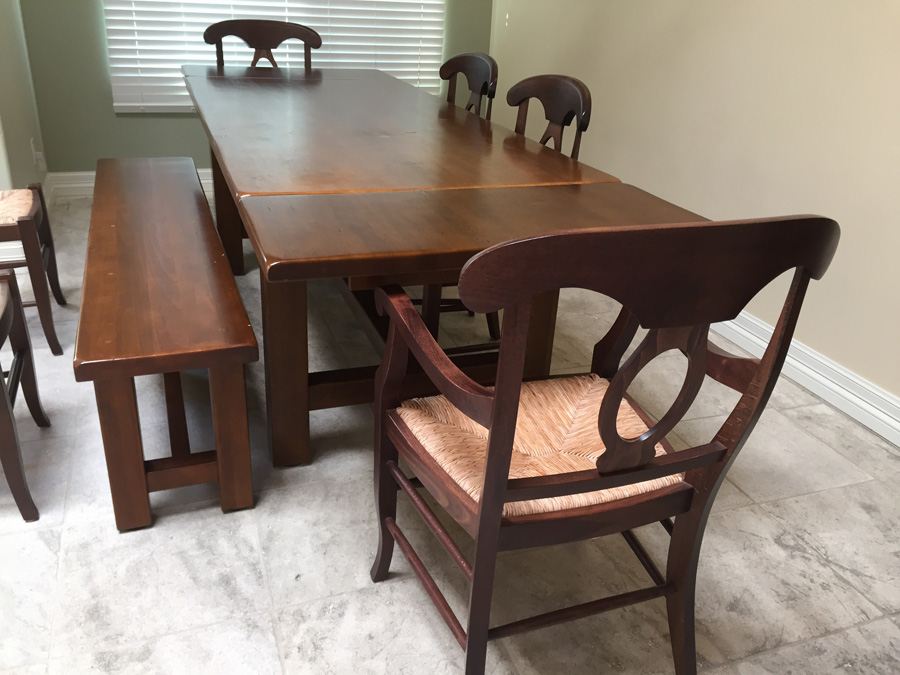 (6) Pottery Barn Napoleon Rush Italy Chairs With Table And Bench [Photo 6]