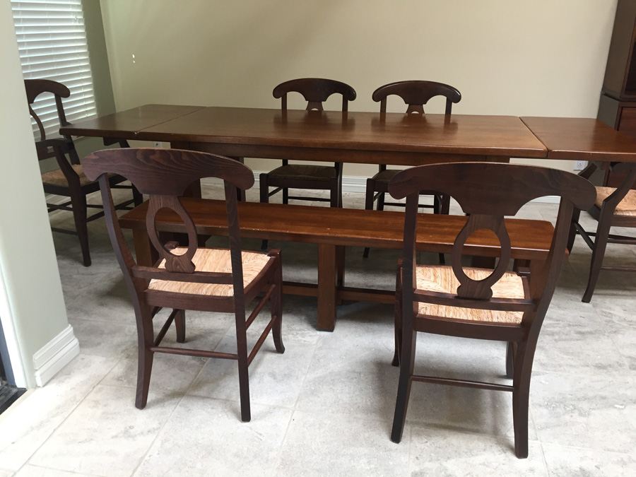 (6) Pottery Barn Napoleon Rush Italy Chairs With Table And Bench [Photo 12]