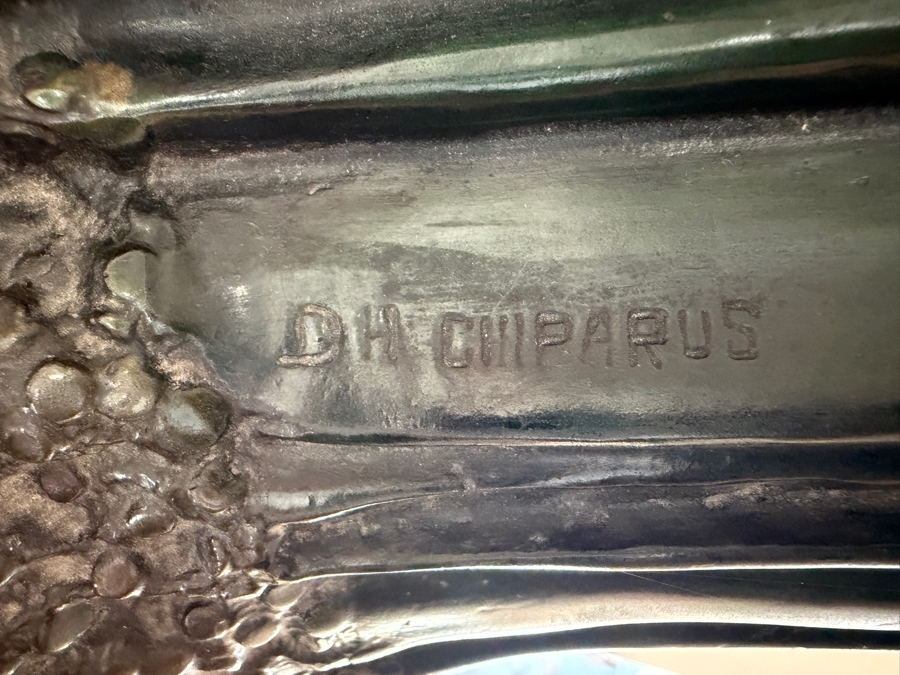 After Dimitri H. Chiparus (1886-1947) Art Deco Bronze Sculpture of Woman With Carved Face On Marble Base Signed D H Chiparus 18.5'H [Photo 9]
