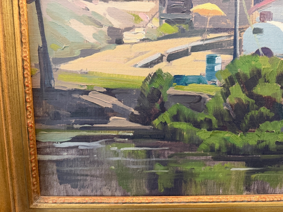 Samuel Hyde Harris (1889-1977, England/California) Original Landscape Oil Painting On Board Titled 'Young's Beach Camp' Signed Lower Right By Samuel Hyde Harris & Signed And Dated Verso 1980 By His Wife Mrs. Samuel Hyde Harris 24' X 18' Framed 32' X 25.5' [Photo 8]