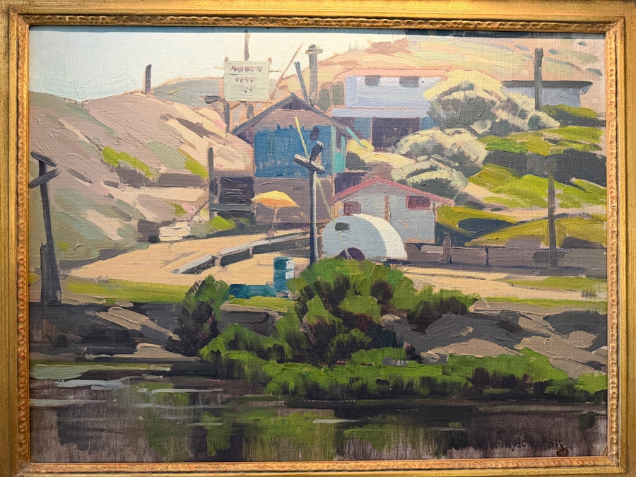 Samuel Hyde Harris (1889-1977, England/California) Original Landscape Oil Painting On Board Titled 'Young's Beach Camp' Signed Lower Right By Samuel Hyde Harris & Signed And Dated Verso 1980 By His Wife Mrs. Samuel Hyde Harris 24' X 18' Framed 32' X 25.5' [Photo 5]