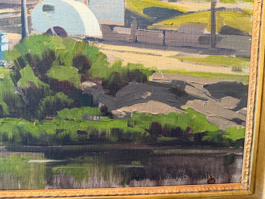 Samuel Hyde Harris (1889-1977, England/California) Original Landscape Oil Painting On Board Titled 'Young's Beach Camp' Signed Lower Right By Samuel Hyde Harris & Signed And Dated Verso 1980 By His Wife Mrs. Samuel Hyde Harris 24' X 18' Framed 32' X 25.5' [Photo 9]