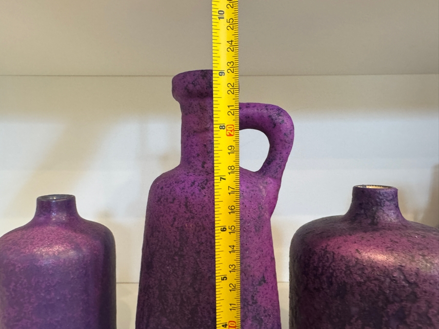 Vintage West German Otto Keramik Purple Fat Lava Glaze Pottery Vases, Set Of Three, Designed By Otto Gerharz, Mid-Century Modern, Circa 1960s-1970s 6.5' - 9'H [Photo 9]