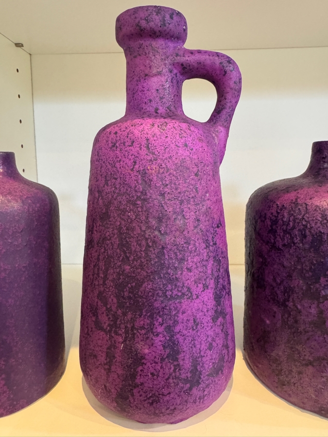 Vintage West German Otto Keramik Purple Fat Lava Glaze Pottery Vases, Set Of Three, Designed By Otto Gerharz, Mid-Century Modern, Circa 1960s-1970s 6.5' - 9'H [Photo 4]