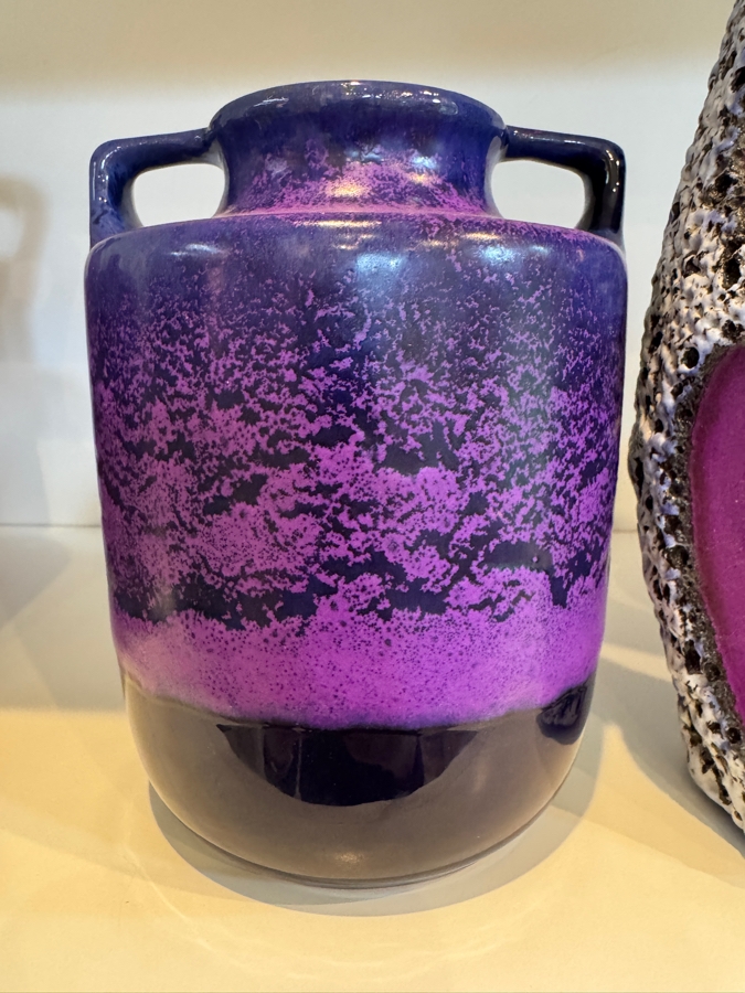 Vintage West German Otto Keramik Purple Fat Lava Glaze Pottery Vases, Set Of Three, Designed By Otto Gerharz, Mid-Century Modern, Circa 1960s-1970s 6.5' - 7.25'H [Photo 4]