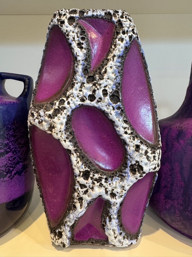 Vintage West German Otto Keramik Purple Fat Lava Glaze Pottery Vases, Set Of Three, Designed By Otto Gerharz, Mid-Century Modern, Circa 1960s-1970s 6.5' - 7.25'H [Photo 5]