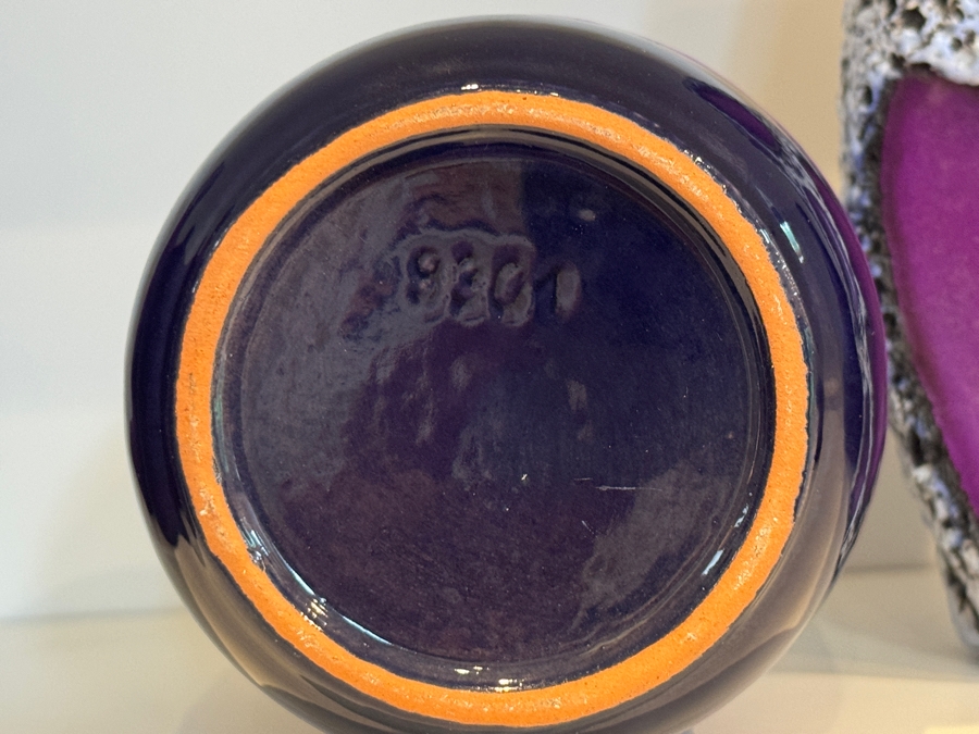 Vintage West German Otto Keramik Purple Fat Lava Glaze Pottery Vases, Set Of Three, Designed By Otto Gerharz, Mid-Century Modern, Circa 1960s-1970s 6.5' - 7.25'H [Photo 7]