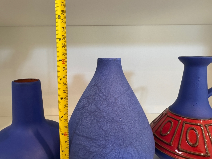 Vintage West German Blue Art Pottery Collection Featuring Carstens Tönnieshof Model 111, Hartwig Heyne Studio Pottery With 'Hey' Signature, And Steuler Keramik Shape 2025/20, Mid-Century Modern Matte And Cobalt Glazes, Circa 1960s-1970s 7'H - 8'H [Photo 9]