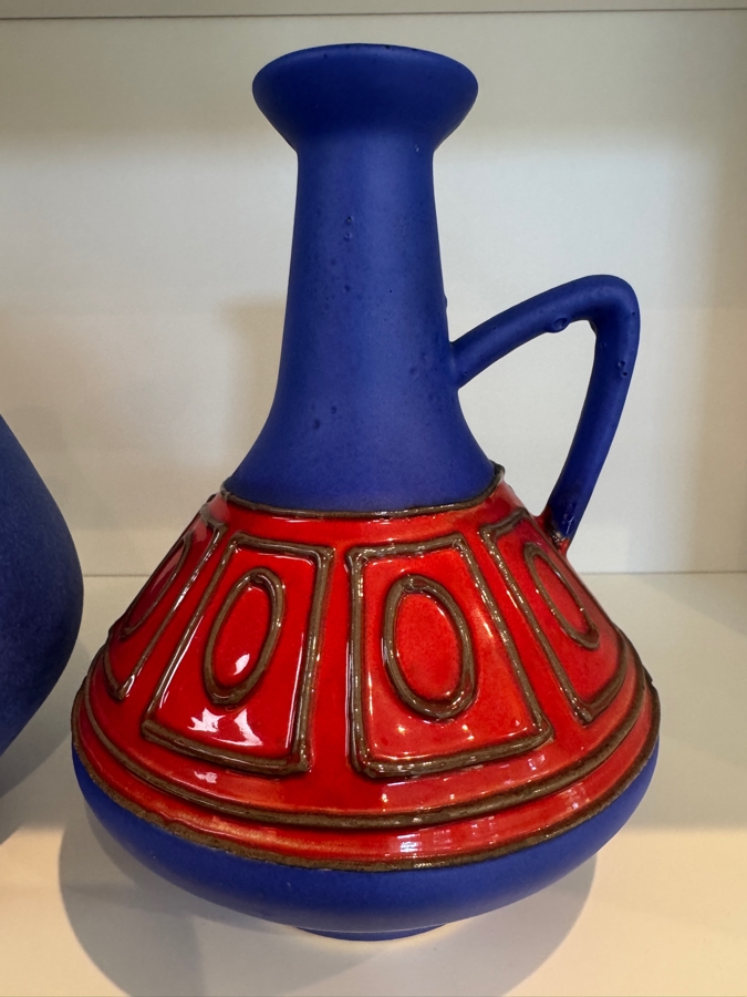 Vintage West German Blue Art Pottery Collection Featuring Carstens Tönnieshof Model 111, Hartwig Heyne Studio Pottery With 'Hey' Signature, And Steuler Keramik Shape 2025/20, Mid-Century Modern Matte And Cobalt Glazes, Circa 1960s-1970s 7'H - 8'H [Photo 5]
