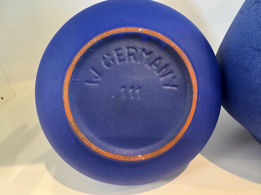 Vintage West German Blue Art Pottery Collection Featuring Carstens Tönnieshof Model 111, Hartwig Heyne Studio Pottery With 'Hey' Signature, And Steuler Keramik Shape 2025/20, Mid-Century Modern Matte And Cobalt Glazes, Circa 1960s-1970s 7'H - 8'H [Photo 6]