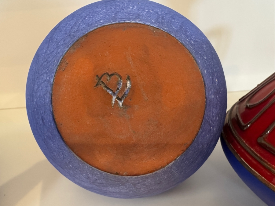 Vintage West German Blue Art Pottery Collection Featuring Carstens Tönnieshof Model 111, Hartwig Heyne Studio Pottery With 'Hey' Signature, And Steuler Keramik Shape 2025/20, Mid-Century Modern Matte And Cobalt Glazes, Circa 1960s-1970s 7'H - 8'H [Photo 7]