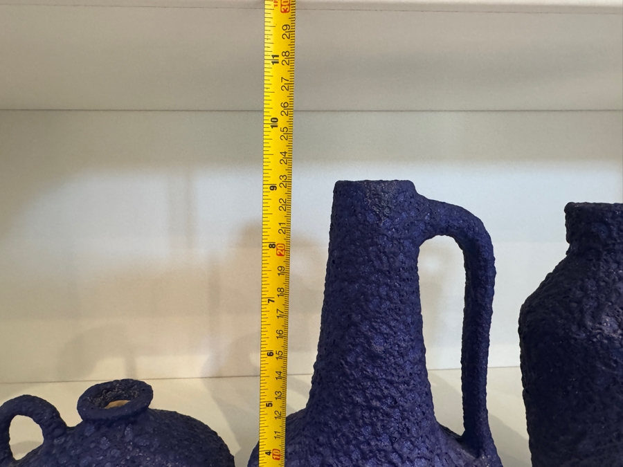 Vintage West German Silberdistel 'Yves Klein Blue' Fat Lava Pottery Vases, Set Of Three Volcanic Crusty Glaze Ceramics Including Shapes 322/15, 324/22, And 303/21, Mid-Century Modern, Circa 1960s-1970s 5.25' -9'H [Photo 10]