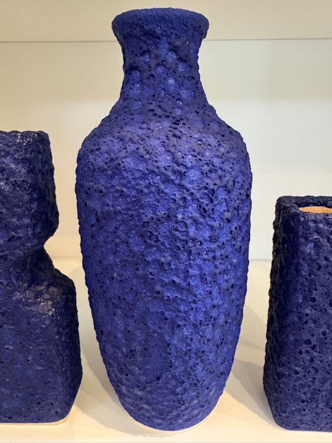 Vintage West German Silberdistel 'Yves Klein Blue' Fat Lava Pottery Vases, Set Of Three Including Shape 11/15 Brutalist Hourglass Vase, Model 123/20 Chimney Vase, And Model 324/22 Flared Vase, Circa 1960s-1970s [Photo 4]