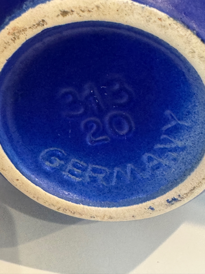 Vintage West German Cobalt Blue Art Pottery Collection Featuring Jasba Keramik Shape 1580 10 And Scheurich Keramik Shape 313 20, Mid-Century Modern Minimalist Glazed Vases, Circa 1960s 5.75'H And 8.25'H [Photo 7]