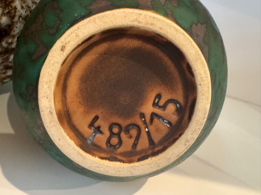 Vintage West German Fat Lava Pottery Collection Featuring Jopeko Shape 402-21 Handled Vase And Jasba Keramik Shape 489/15 Drip Glaze Bud Vase, Mid-Century Modern Art Pottery, Circa 1960s-1970s 9.75'H and 7.5'H [Photo 6]