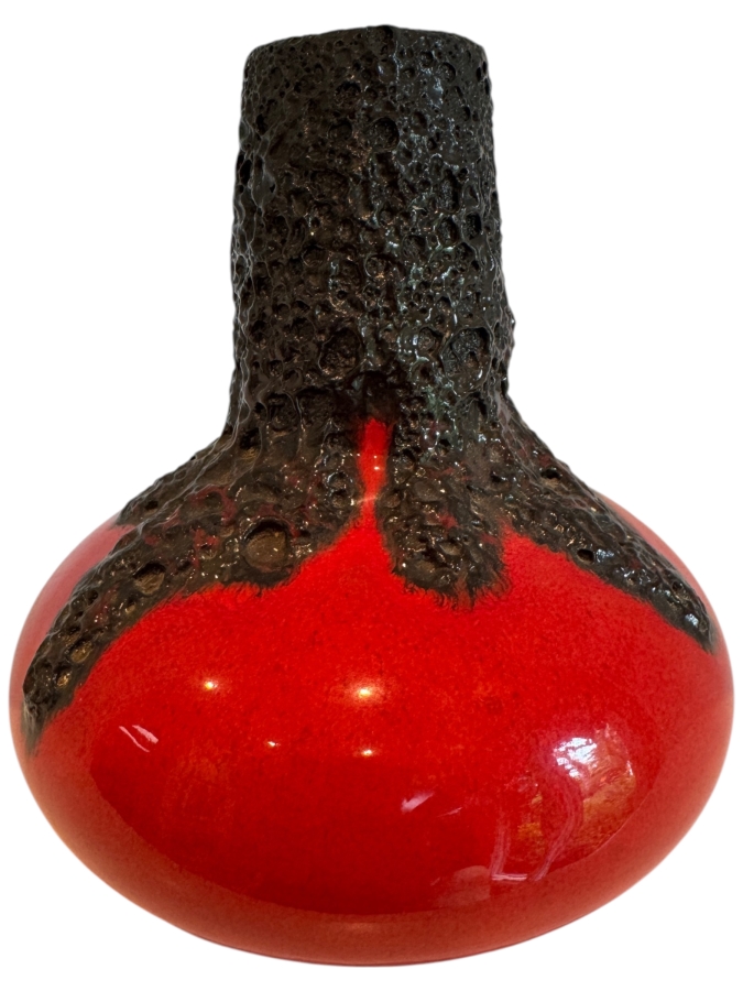 Vintage Roth Keramik Red And Black Fat Lava West German Art Pottery Vase 17'H


