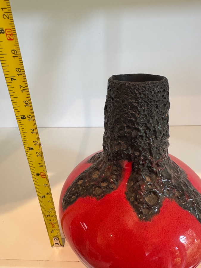 Vintage Roth Keramik Red And Black Fat Lava West German Art Pottery Vase 17'H


 [Photo 6]