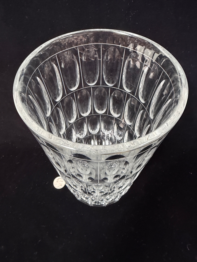 Stunning Crystal Thumbprint Pattern Vase Signed 11'H [Photo 2]