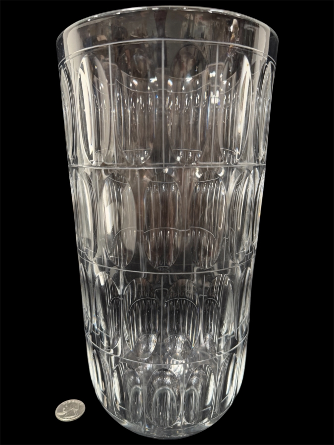 Stunning Crystal Thumbprint Pattern Vase Signed 11'H