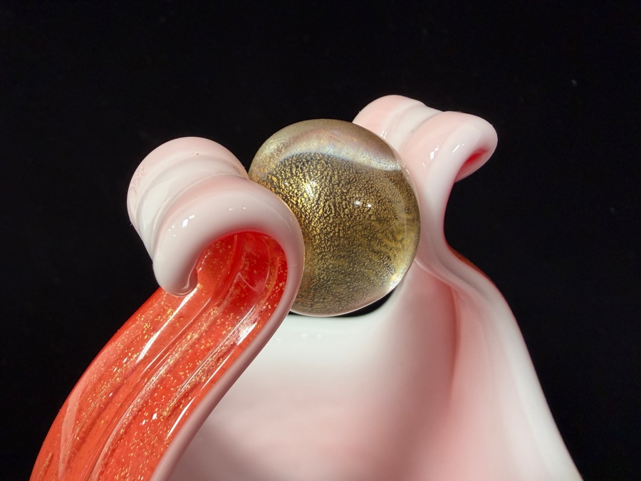 Stunning Vintage Alfredo Barbini Murano Italian Art Glass Flower Basket 6'W X 7'H [Photo 3]