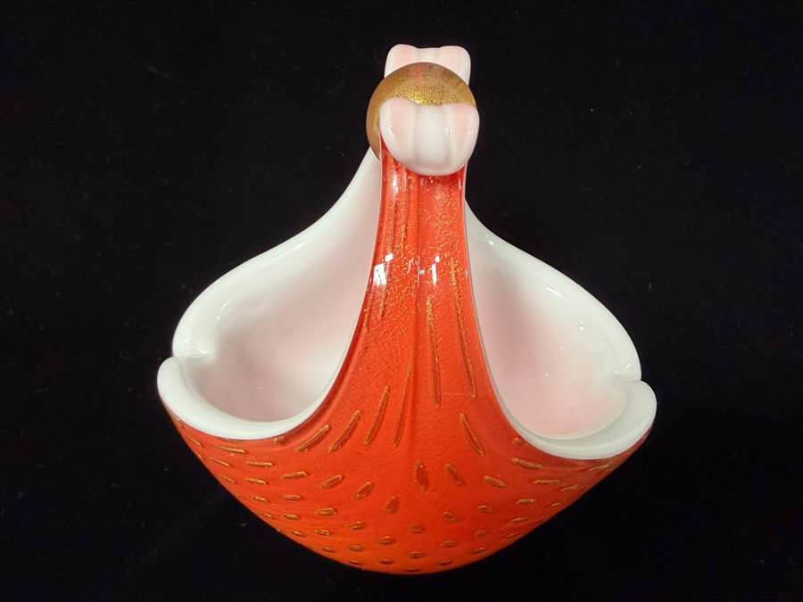 Stunning Vintage Alfredo Barbini Murano Italian Art Glass Flower Basket 6'W X 7'H [Photo 6]