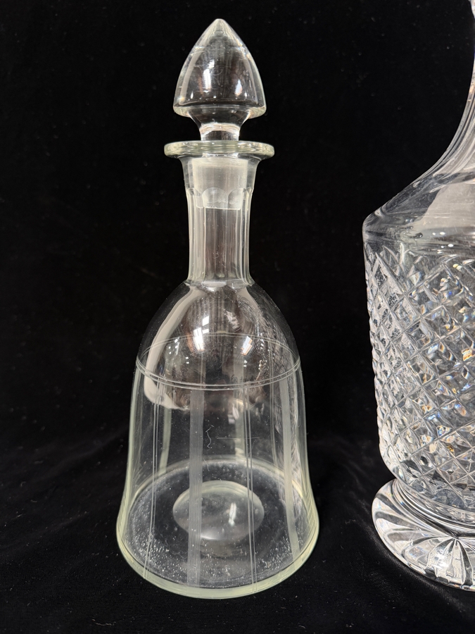 (L) Vintage Etched Glass Liquor Decanter 10'H And (R) Vintage Waterford Crystal Adare Footed Decanter 12.75'H [Photo 3]