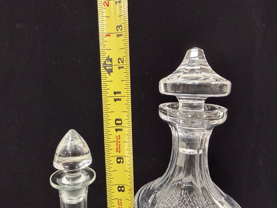 (L) Vintage Etched Glass Liquor Decanter 10'H And (R) Vintage Waterford Crystal Adare Footed Decanter 12.75'H [Photo 4]
