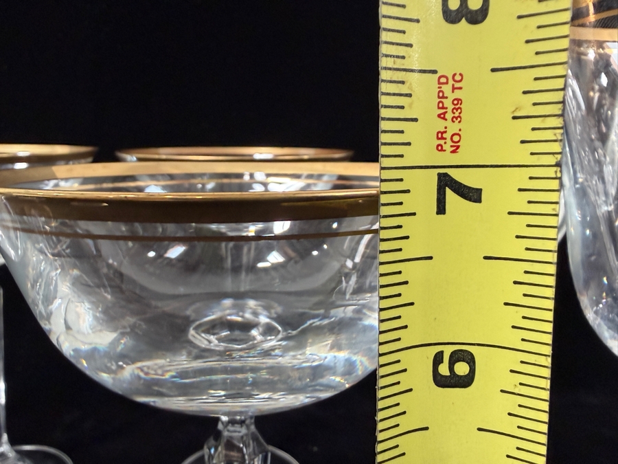 (10) Gold Rim Crystal Stemware Glasses 6 7/8' And 8 3/8' [Photo 5]