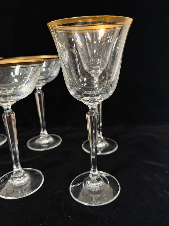 (10) Gold Rim Crystal Stemware Glasses 6 7/8' And 8 3/8' [Photo 4]
