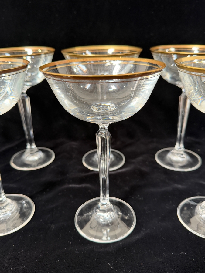 (10) Gold Rim Crystal Stemware Glasses 6 7/8' And 8 3/8' [Photo 3]