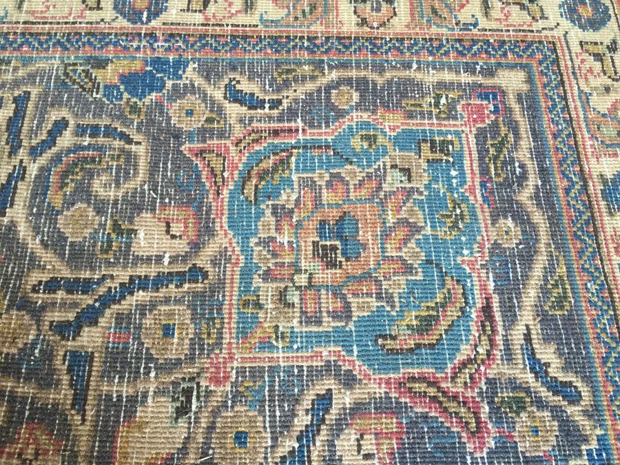 Large Vintage Hand Knotted Wool Persian Rug - Reds & Blues - 9' 9' x 6' 7' [Photo 12]