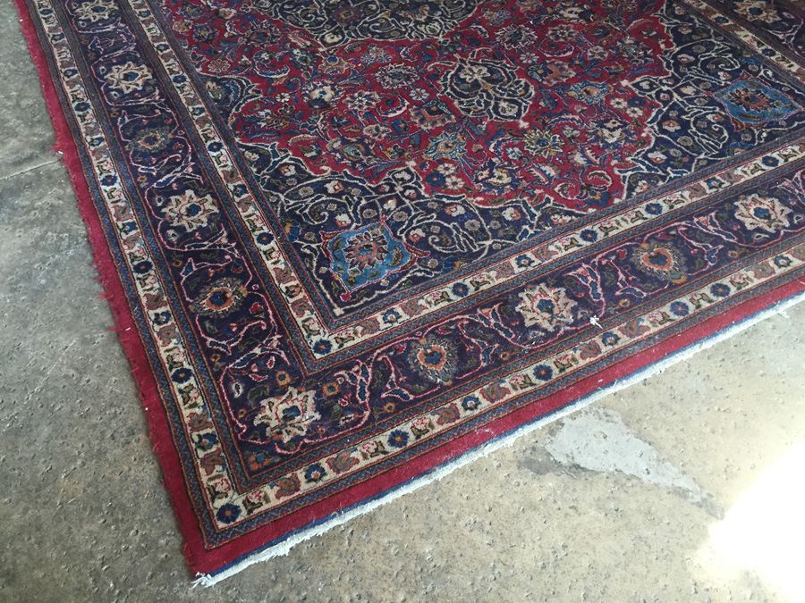 Large Vintage Hand Knotted Wool Persian Rug - Reds & Blues - 9' 9' x 6' 7' [Photo 5]