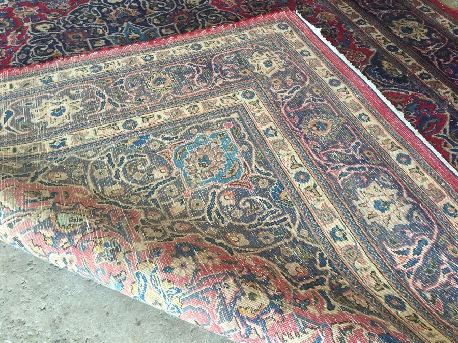 Large Vintage Hand Knotted Wool Persian Rug - Reds & Blues - 9' 9' x 6' 7' [Photo 11]